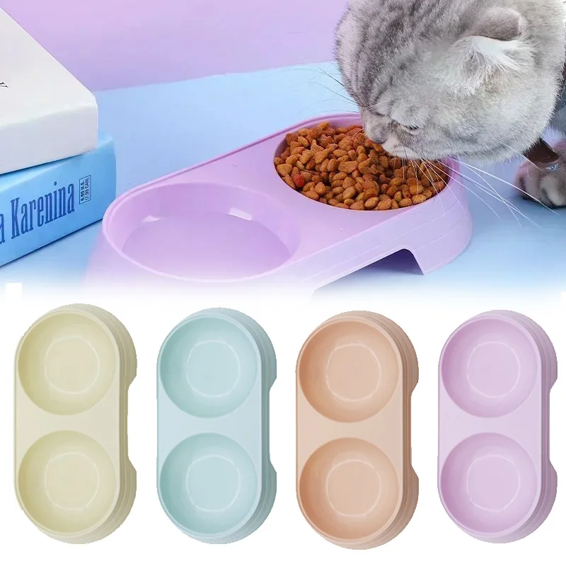 Haustier Doppelnapf Hunde und Katzen Futter in Doppelnäpfen Macaron Kunststoff Futternapf Heimtierbedarf Katzenzubehör Katzenprodukte Katzen Fo Image