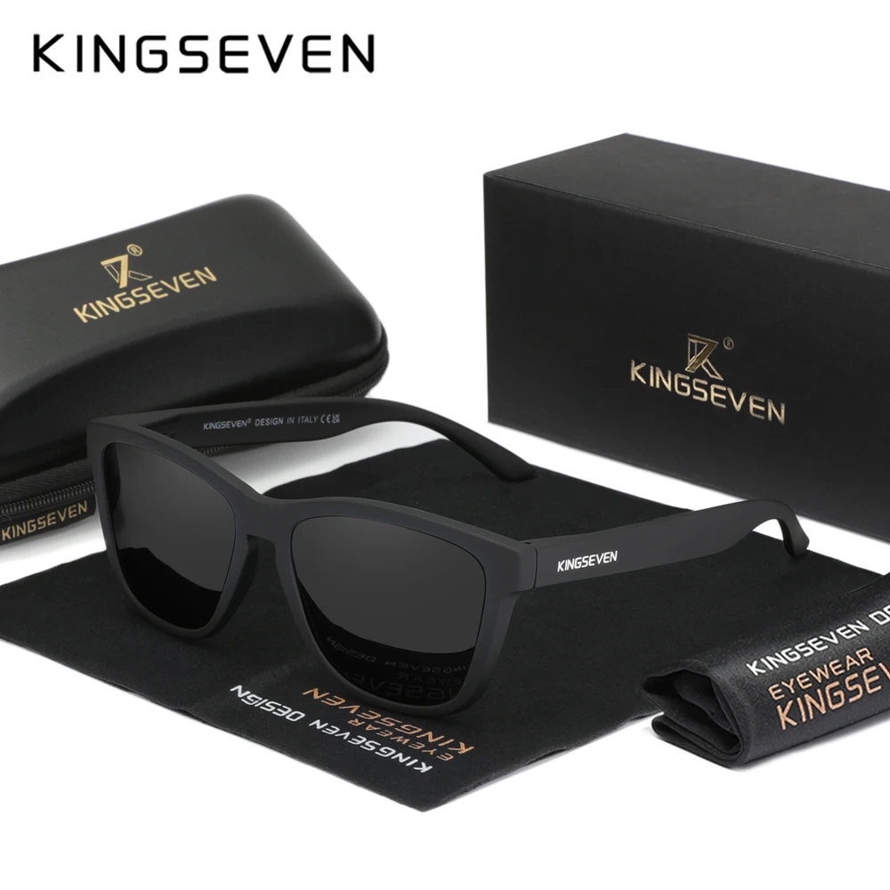 KINGSEVEN Marke Mode Sonnenbrillen Frauen Männer Polarisierte Anti-UV400 Objektiv Gläser Matte Rahmen Luxus Outdoor Kausalen Angeln Brillen Image