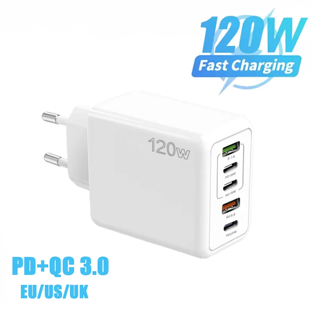 PD 120 W USB Ladegerät Typ C Handy Ladegerät Schnelle Ladegerät Für Iphone 14 15 16 Pro Max Xiaomi Samsung OPPO Schnell Ladegerät 3.0 Image
