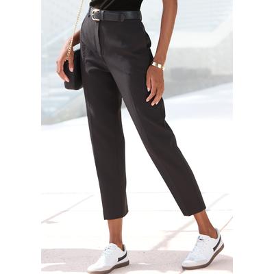 Anzughose LASCANA, Damen, Gr. 40, N-Gr, schwarz, Web, Obermaterial: 93% Polyester, 7% Elasthan, unifarben, modisch, straight fit lang, Hosen, mit Bügelfalten, elegante Stoffhose mit Taschen, Business-Look Image