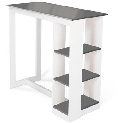 Bartisch barth 2 bis 4 Personen durchbrochenes Holz weißes Holz graue Tischplatte Image