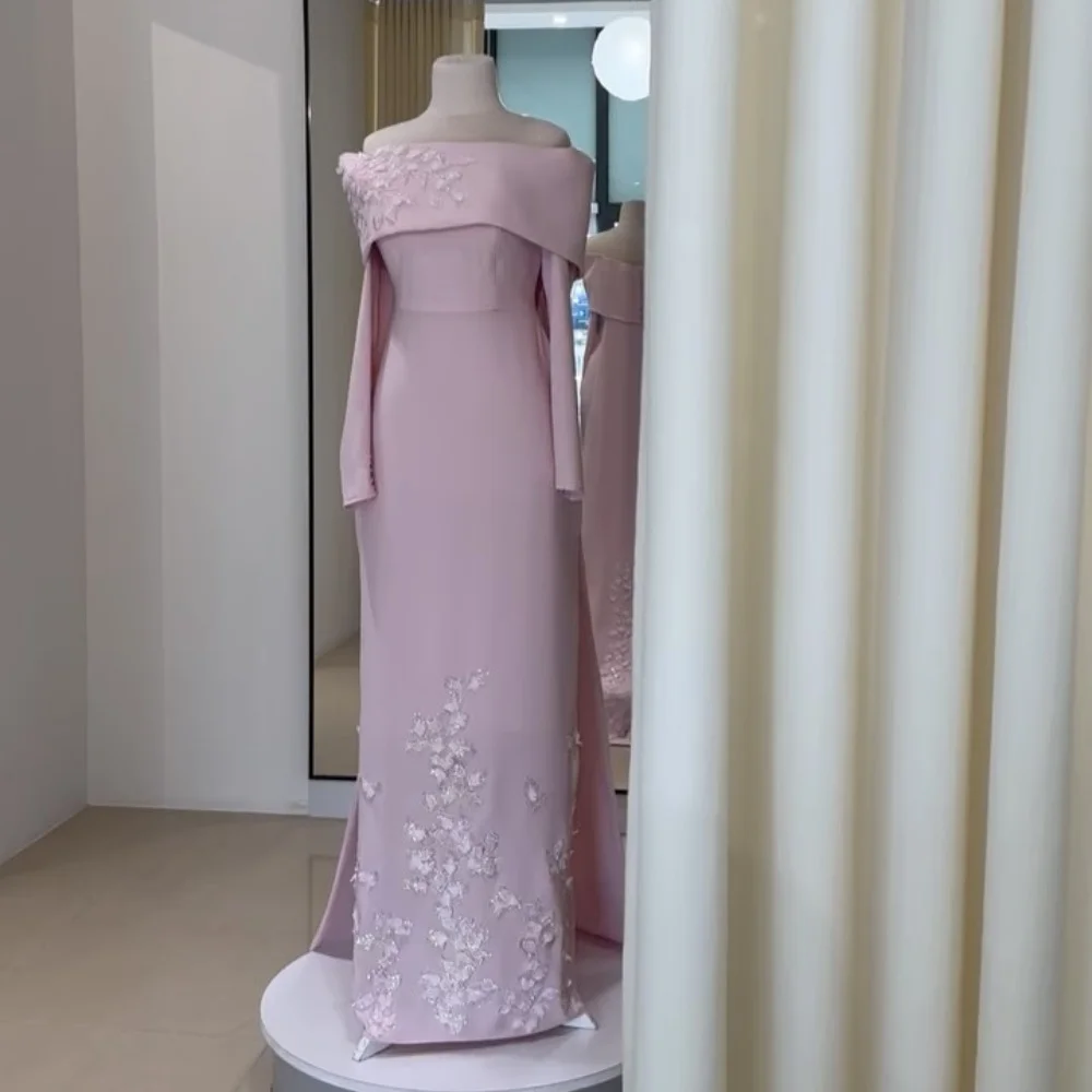 Customized Formal Jersey Sequined Pattern Straight Off-the-shoulder Long Dresses Homecoming Exquisite