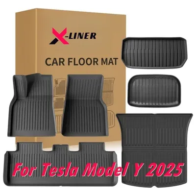 Floor Mats & Cargo Liners For New Tesla Model Y Juniper 2025 5-Seat All Weather TPE Floor Cargo