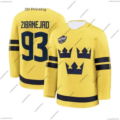 Hot Sale Zibanejad Shikoku Premium Jerseys Sweden Hockey Jerseys Hockey Training Jerseys Long Sleeve