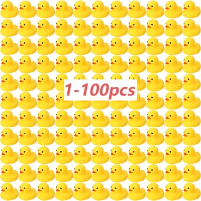 1-100 pcs yellow Rubber Ducks, Toys Squeaky Rubber Ducks Cute Float Duckies for Birthday Party