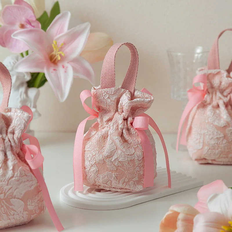 10 pezzi portatile festa di nozze borsa con nappa borsa per caramelle tasca con coulisse sacchetti per caramelle sacchetti regalo decorazioni per la casa bomboniere borse