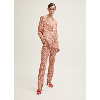 Rebecca Italian Straw Multi Viscose Blossom Print Soft Tailored Trouser, Strawberry