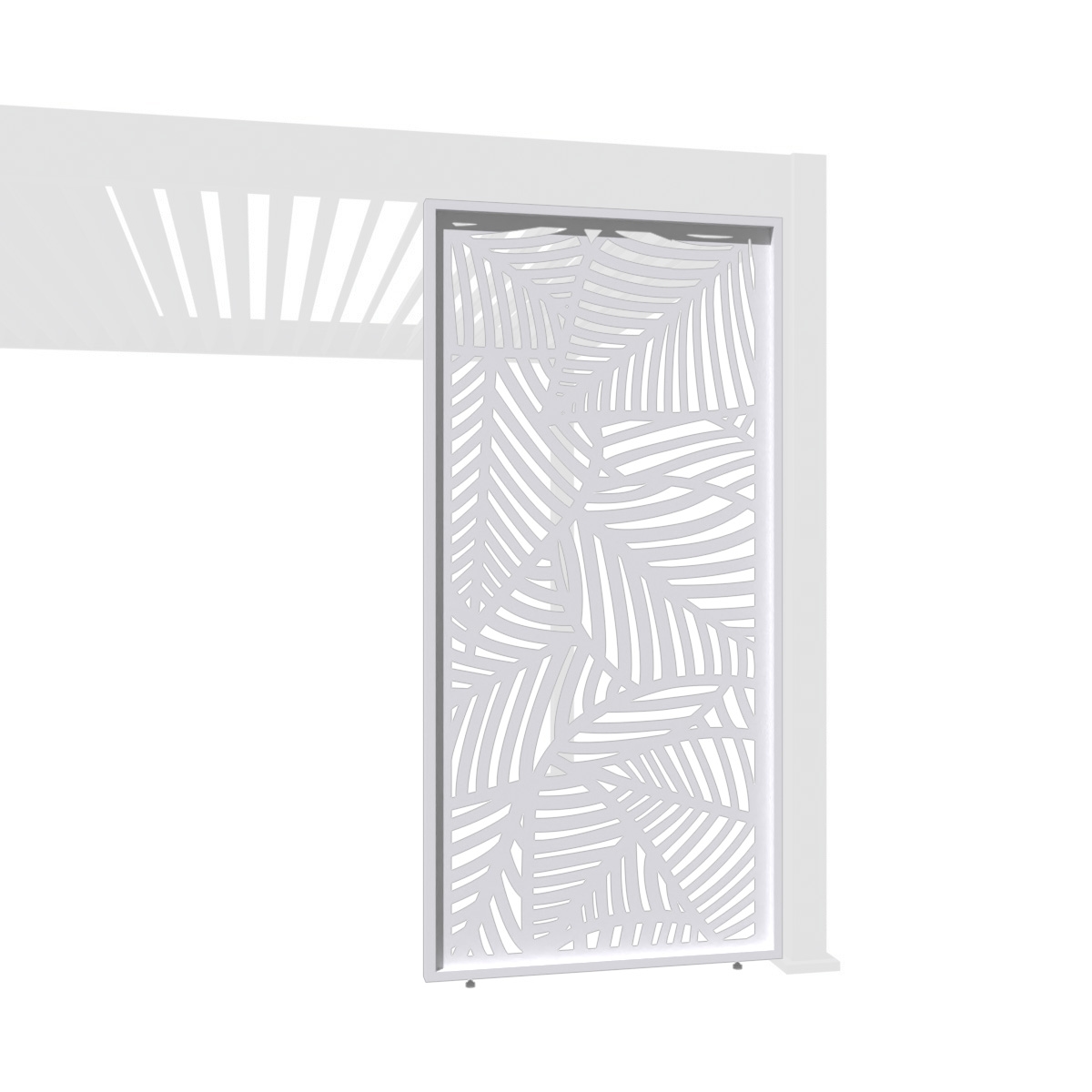 Weide Dekorative Wand für Weide Pergola | Blattdesign weiß | aus Aluminium Image