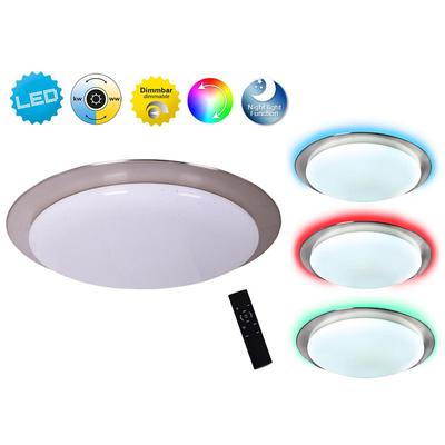 NÄVE LED Deckenleuchte "Triest", weiß, 1 flammig, Ø 50,00cm H: 8,00cm,, Lampen, Schirm Kristalleffekt, Nachtlicht, CCT, RGB Rahmenbeleucht., dimmbar Image