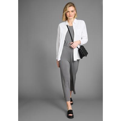 Jumpsuit LAURA SCOTT, Damen, Gr. 36, N-Gr, grau (anthrazith), Jersey, Obermaterial: 95% Viskose, 5% Elasthan, unifarben, Basic, bequem wadenlang, Rundhals, Kurzarm angeschnitten, Overalls, aus elastischem Jersey Image