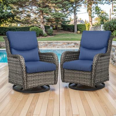 Outdoor Gliders Swivel Chairs Patio Chairs with 5-Inch Thick Cushions