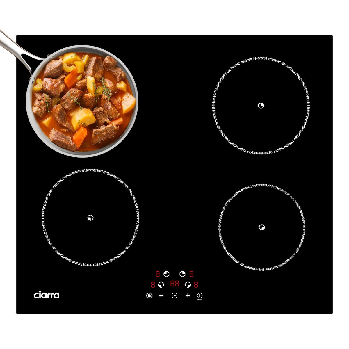CIARRA Induktions-Kochfeld 60cm Kochfeld 4-Zonen Einbau Induktionskochfeld mit Timer VM4BIH-F Image