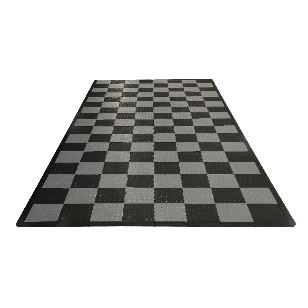 Swisstrax Single Car Garage Floor Mat In Diamondtrax Home Tiles (Checkered - Black, Grey)