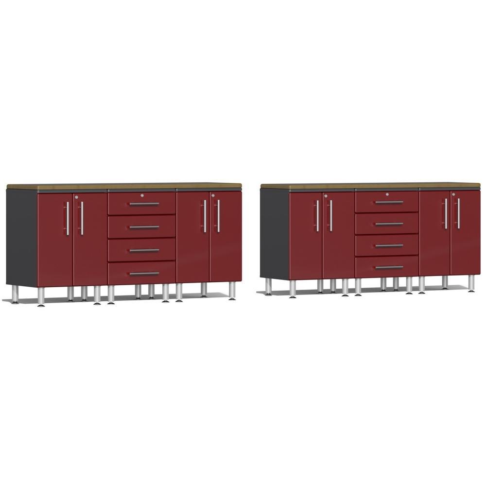 Ulti-MATE Garage Workbench With Drawers, 8-Piece Dual Set, Ruby Red