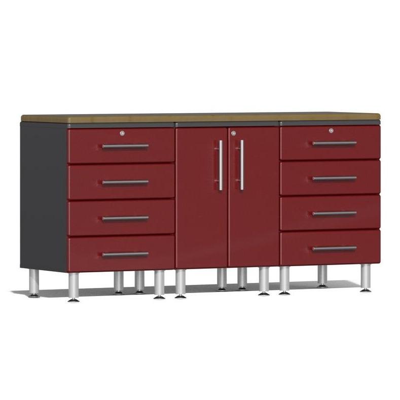 Ulti-MATE Garage Workbench With Drawers, 4-Piece With 2X Drawer Cabinets, Ruby Red