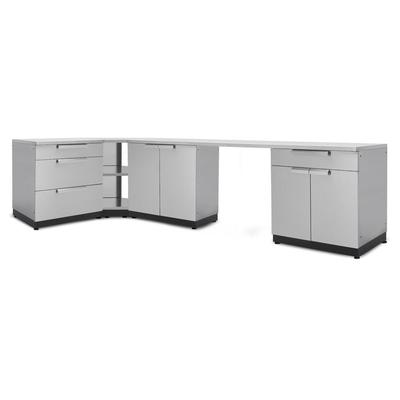 Newage Products Outdoor Kitchen Cabinets Stainless Steel 6-Piece Set With 90° Corner Shelf, Countertop Only