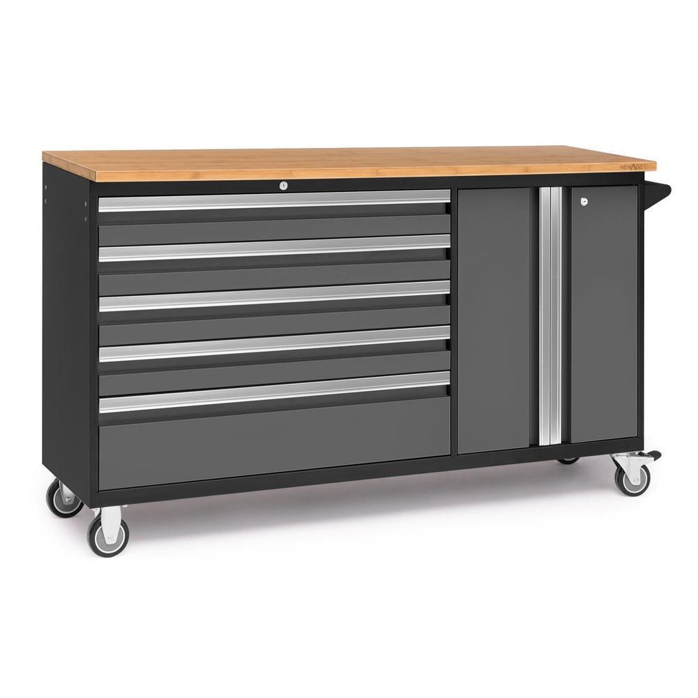 Newage Products Bold 3.0 Series Project Centre, Grey / Bamboo Worktop
