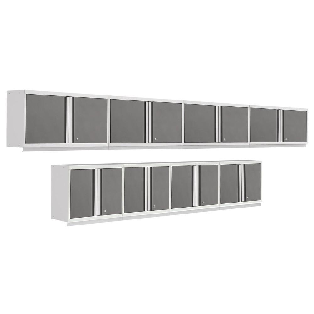 Newage Products Pro 3.0 Series 8-Piece Wall Storage System (4X 28, 4X 42), Platinum