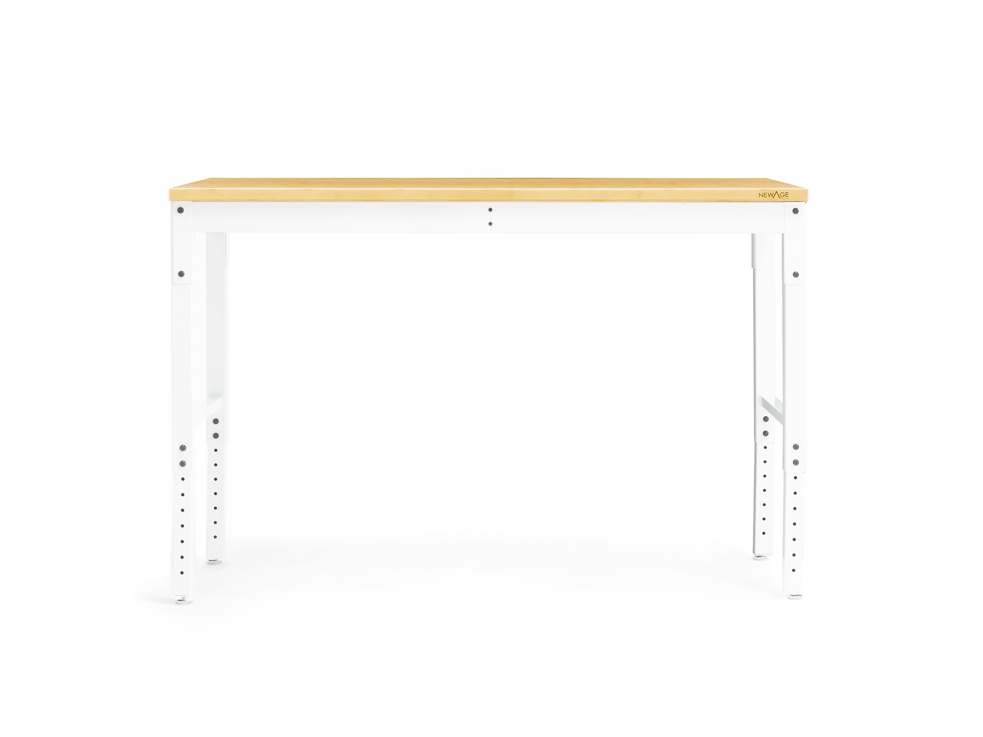 Newage Products Pro 3.0 Series 56 Adjustable Workbench, White / Bamboo Worktop