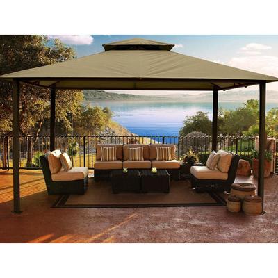 Paragon Outdoor Kingsbury Soft Top Gazebo 11' x 14', Dome-Tex Fabric / Sand / None