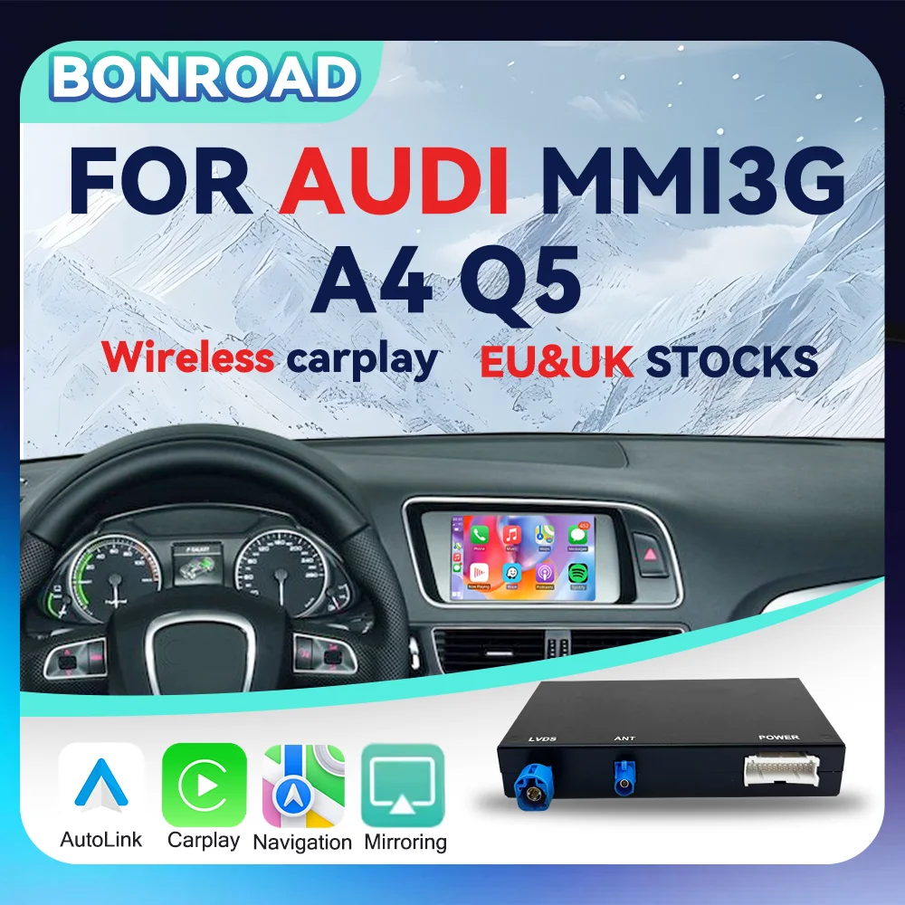 BONROAD Drahtloser CarPlay Android Auto-Schnittstellenadapter für Audi A4 B8 A5 Q5 2009–2015 mit AirPlay Mirror Link Bluetooth Image
