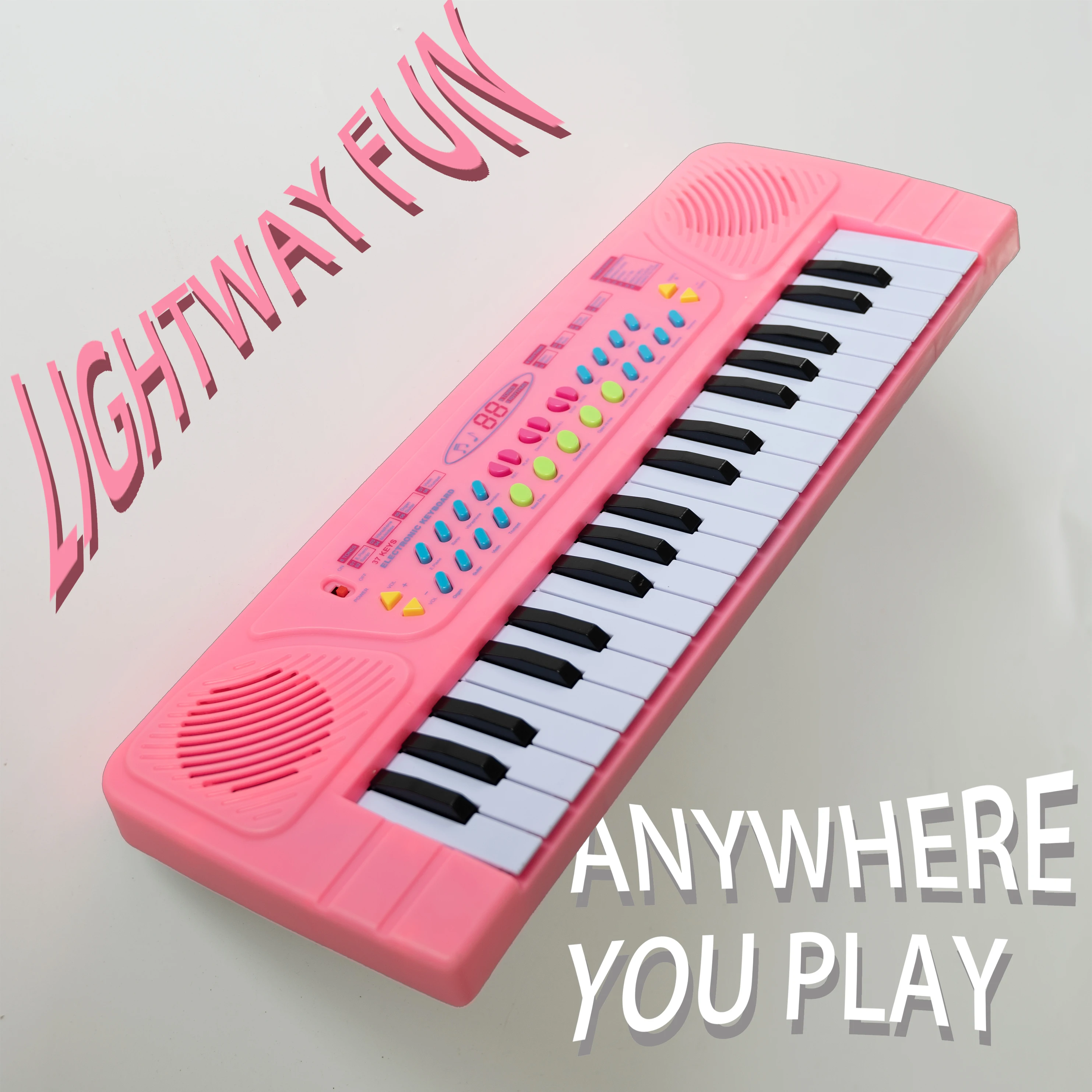 Tragbare Tastatur mit 37 Tasten/mit Mikrofon und USB-C-Kabel, rosa Musik-Lernwerkzeug für Kinder, Mädchen, Anfänger, verstellbares Tempo/Tonwiedergabe Image