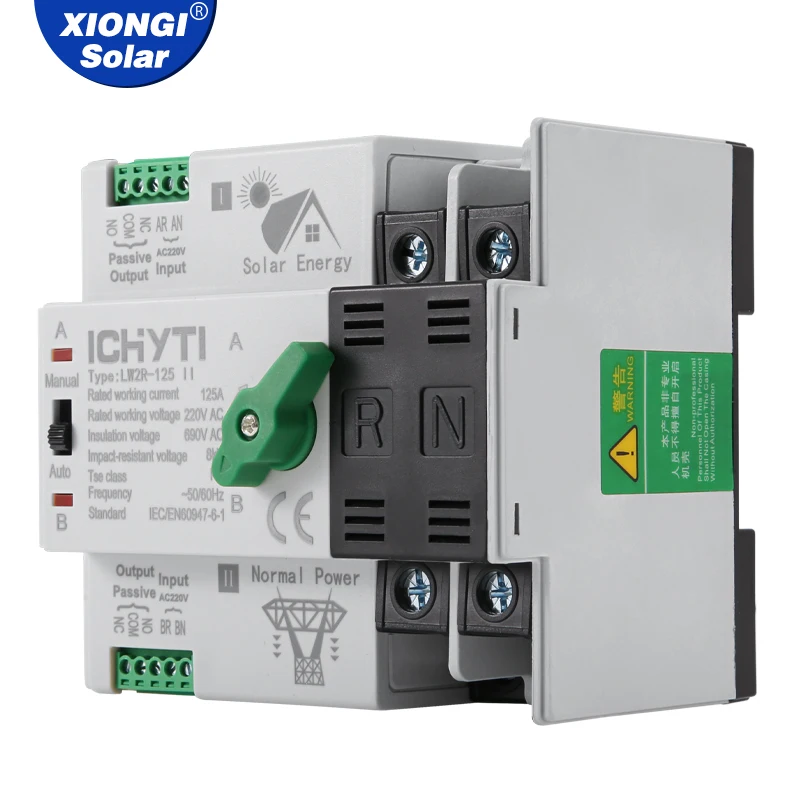 2P DIN-Schiene ATS PV-Wechselrichter Dual Power Automatic Transfer Wahlschalter Unterbrechungsfreie 100A/125A Photovoltaik Solar Image