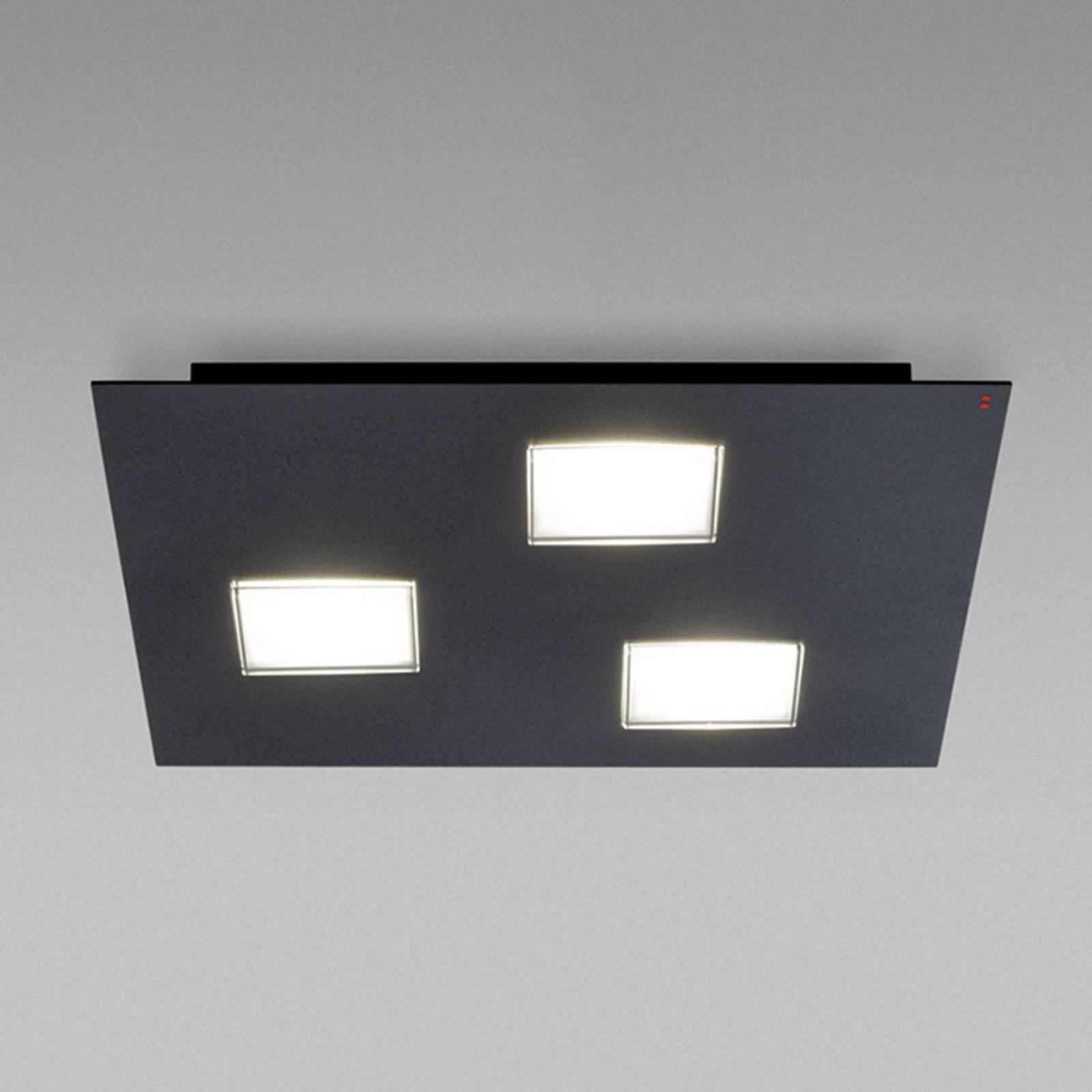 Fabbian LED Deckenlampe Quarter, dimmbar, schwarz, für Wohn- / Esszimmer, Aluminium, Design, LED Deckenleuchte