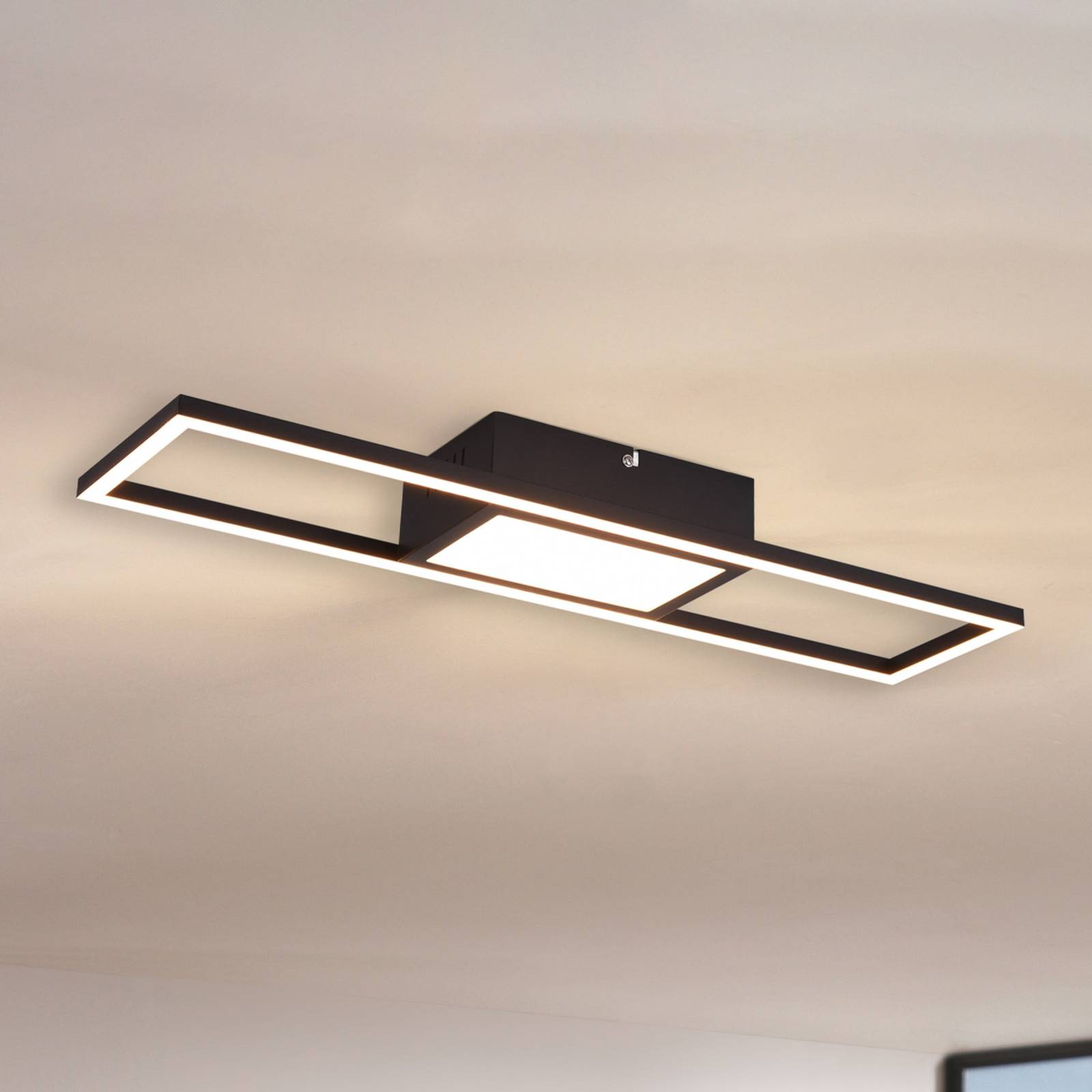 Reality Leuchten LED Deckenlampe Rigido, dimmbar, schwarz, für Wohn- / Esszimmer, Metall, Modern, LED Deckenleuchte