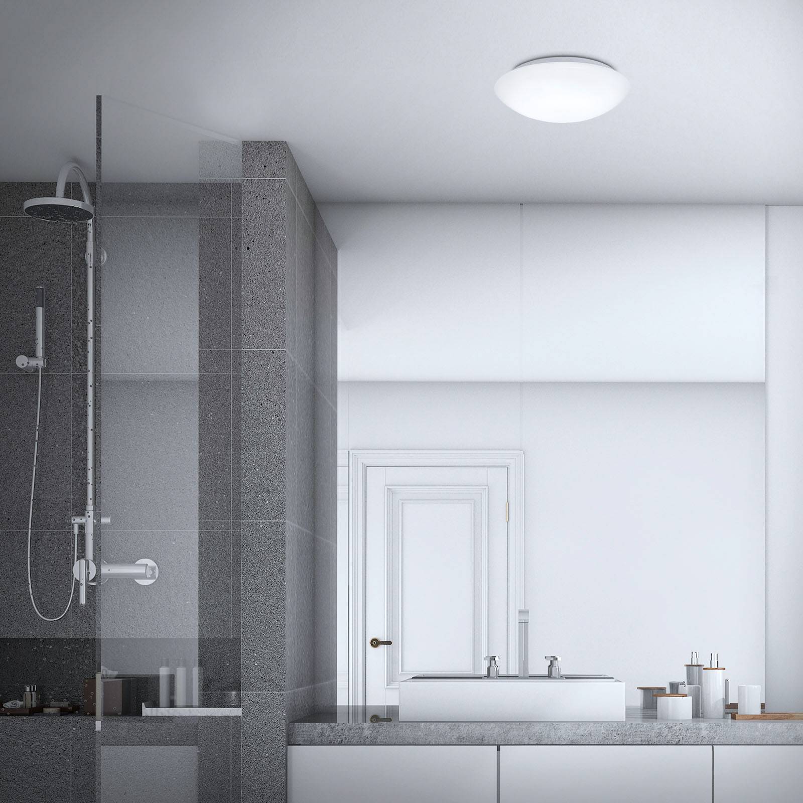 Briloner Deckenlampe mit Bewegungsmelder Elipso, weiß / opal, für Badezimmer, Kunststoff, Modern, Deckenlampe mit Sensor