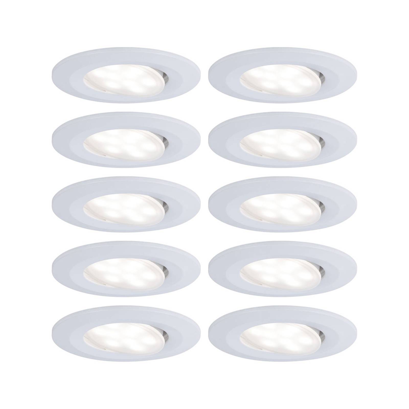 Paulmann Calla LED-Einbauspot, Ø9cm, 840, 10er, weiß, IP65 Calla, dimmbar, weiß / opal, für Badezimmer, Kunststoff, Modern