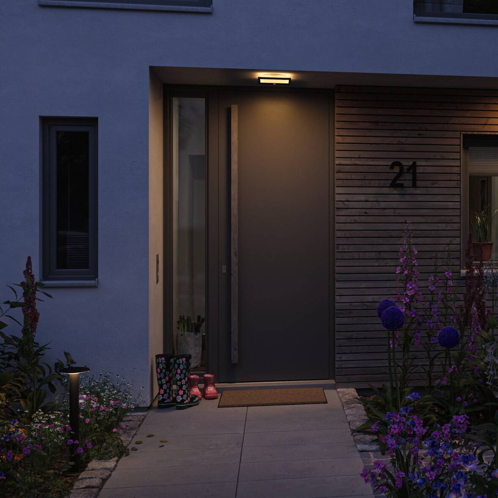 Paulmann Aussenwandleuchte mit Bewegungsmelder Lamina, schwarz, Kunststoff, Modern