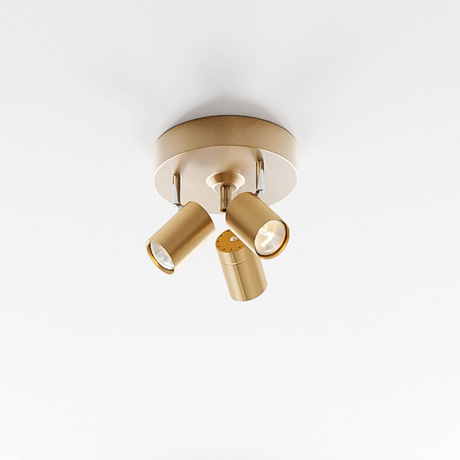 By Rydéns Correct Deckenstrahler 3fl. gold matt Correct, dimmbar, messing / gold, für Wohn- / Esszimmer, Metall, Modern, Strahler