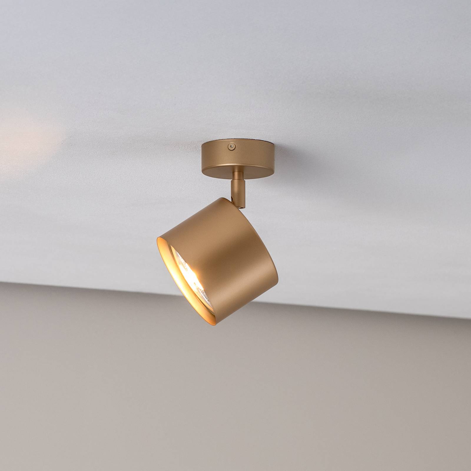 Deckenspot Chloe verstellbar einflammig, gold Argon, dimmbar, messing / gold, für Wohn- / Esszimmer, Metall, Modern