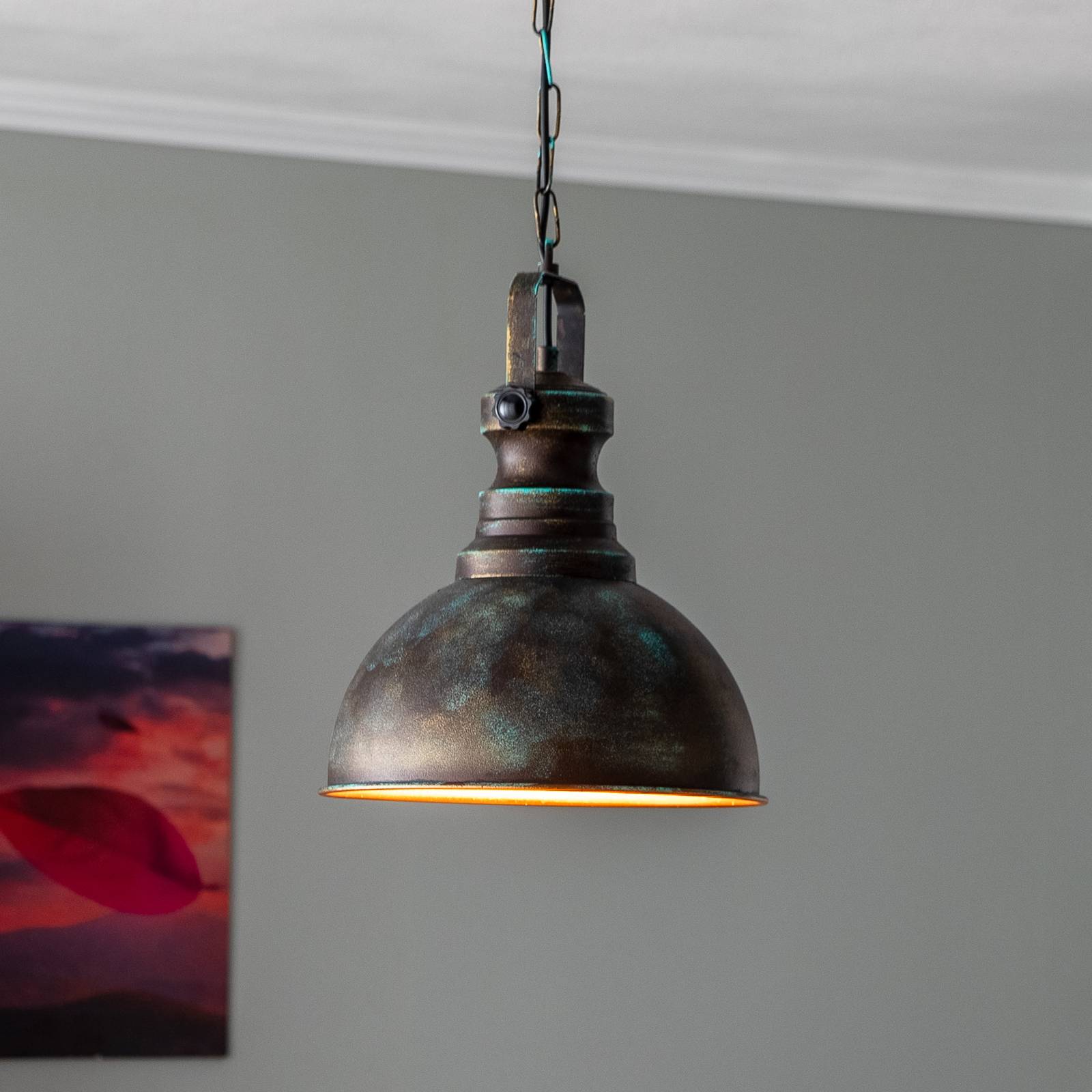 Hängelampe Saglam 3710 Opviq, dimmbar, bronze / altmessing, für Wohn- / Esszimmer, Metall, Vintage, Pendelleuchte