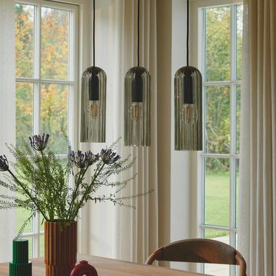 Nordlux Glas Hängelampe Miella, dimmbar, schwarz, für Wohn- / Esszimmer, Metall, Pendelleuchte Image