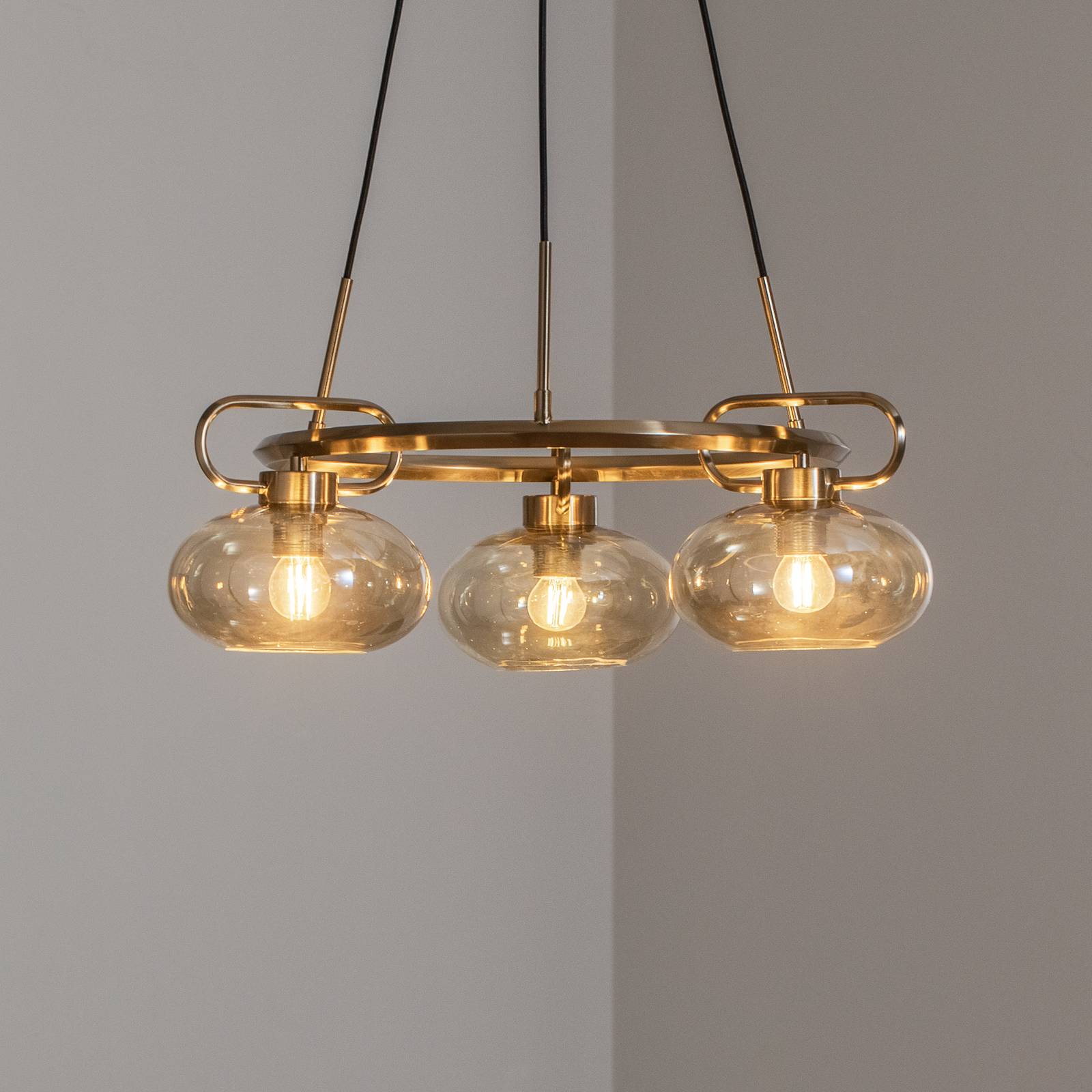 Hängelampe Rolan Lucea, dimmbar, messing / gold, für Wohn- / Esszimmer, Metall, Pendelleuchte