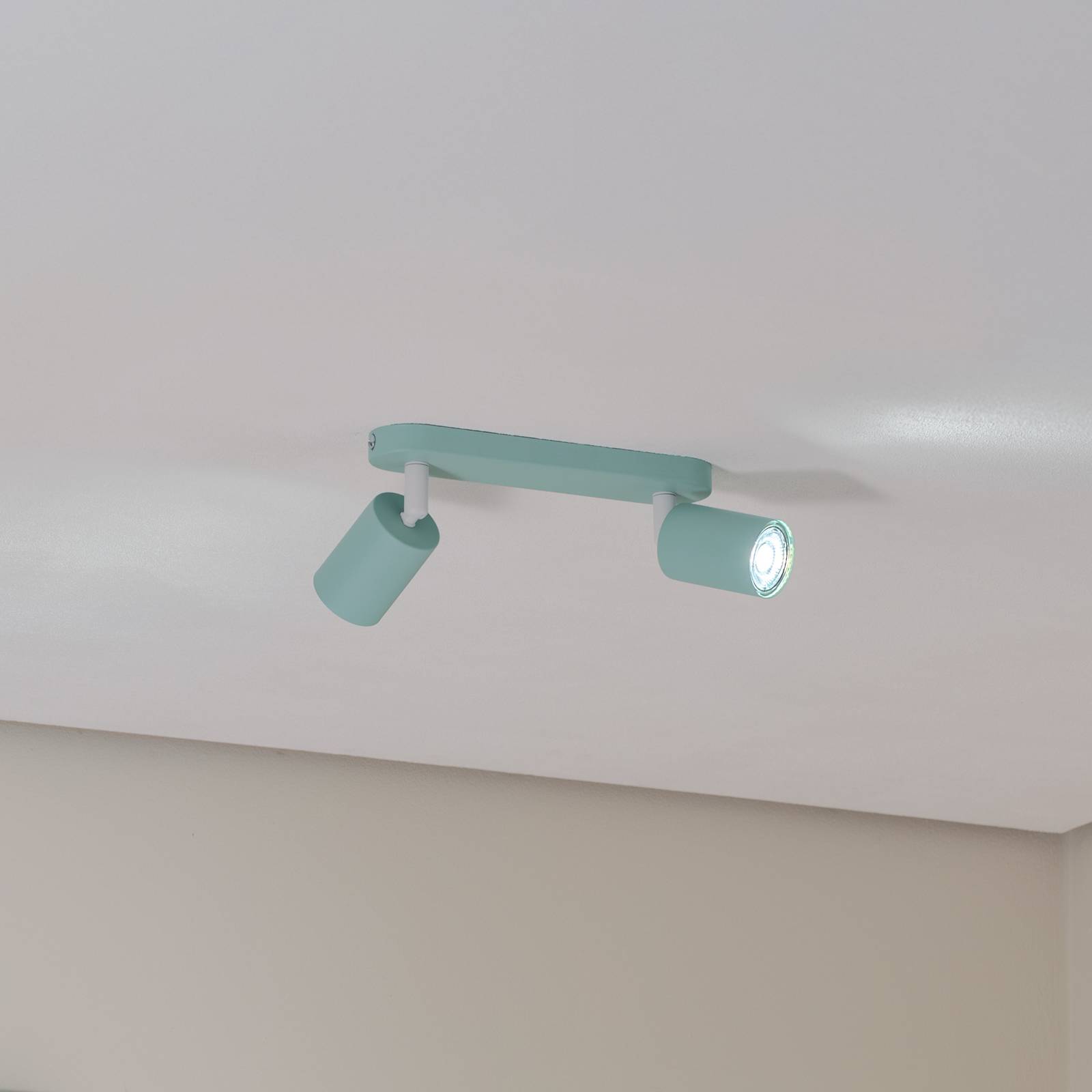 Deckenstrahler Livia, mintgrün, 35 cm, 2-flg., Metall, GU10 Livia TK Lighting, dimmbar, grün, für Kinderzimmer, Metall, Strahler