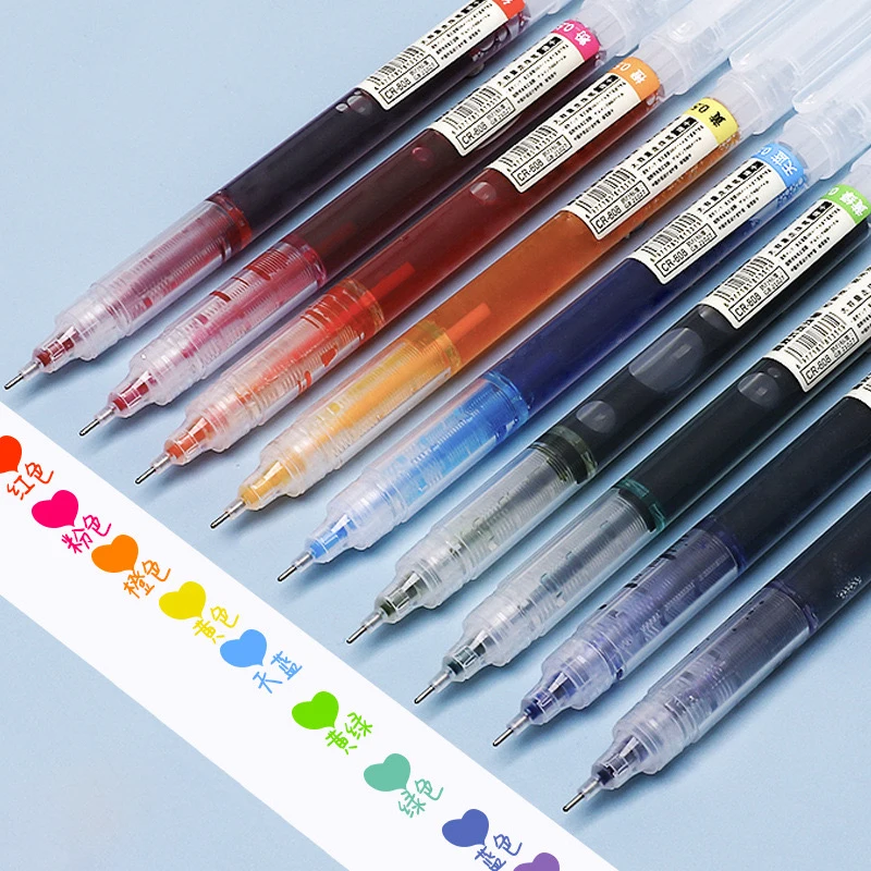 10 Stück große Kapazität, schnell trocknende Nadelspitze, farbiger Gelstift, 0,5 mm, feine spitze Kugelschreiber, schwarze/rote/blaue Tinte, Tagebuchzeichnung Image