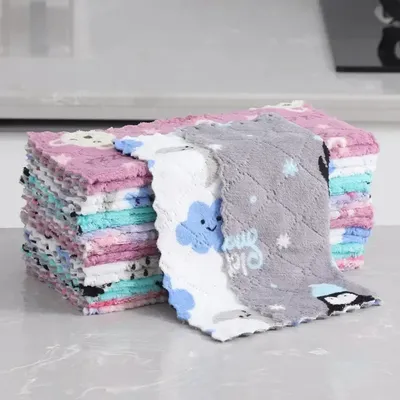 New Microfiber Cleaning Cloth Kitchen Towel Set Dish Towel for Kitchen Items Household Tools Dish