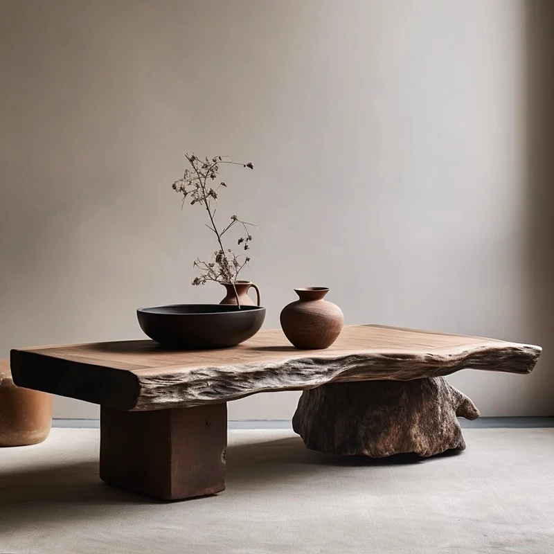 Ästhetischer Couchtisch aus Holz, antiker Designer, moderne Wohnzimmerdekoration, Couchtisch, einzigartiger Service, Meubles, Wohnmöbel Image