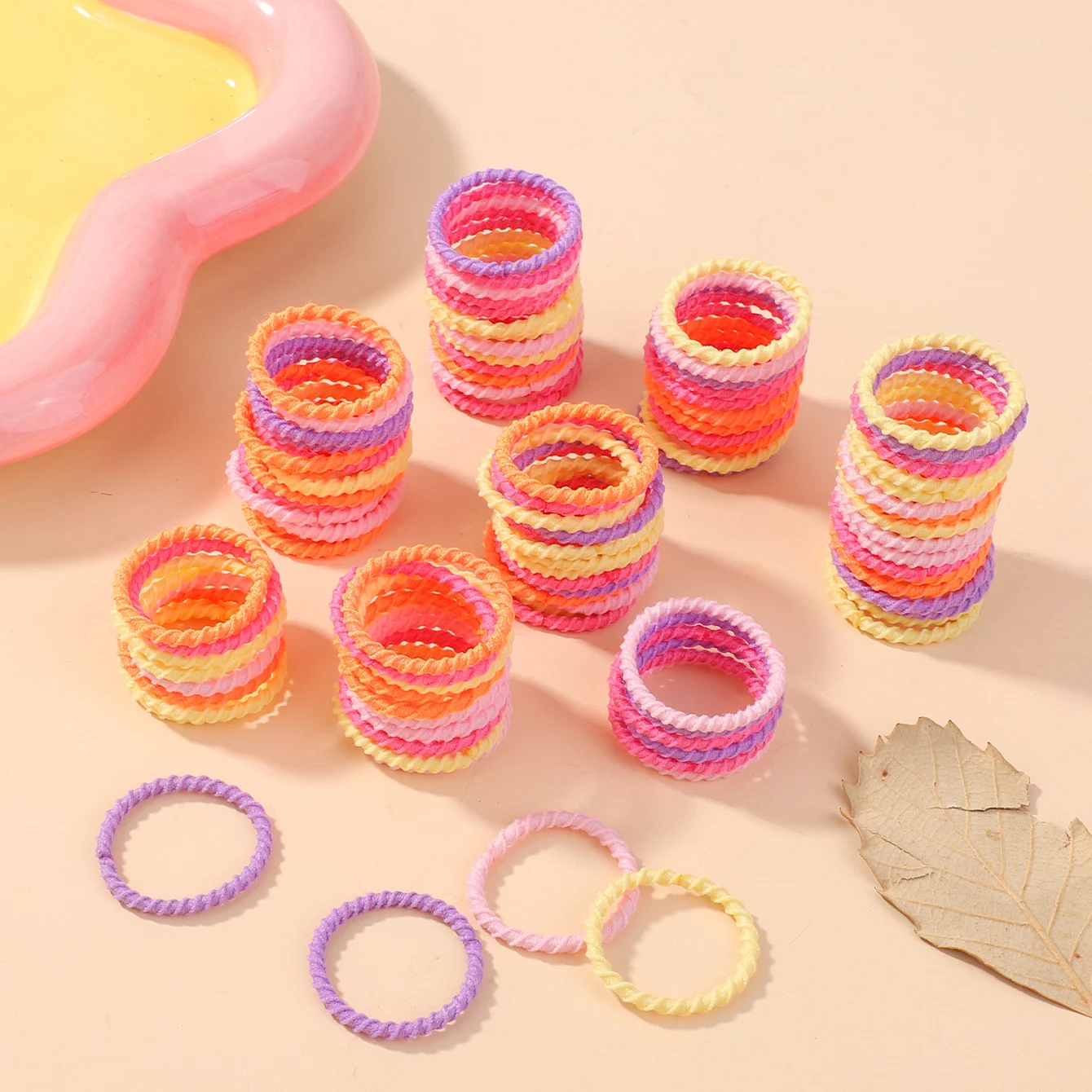 100 stücke Baby 2cm buntes Gummiband verletzt nicht das Haar kleiner Daumen ring hoher elastischer Faden Kleinkind Kinder Haar gummis gesetzt Image
