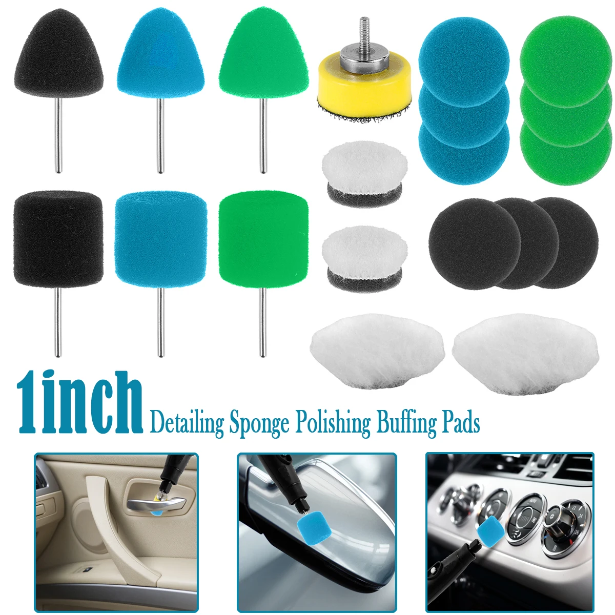20/16Pcs 1 zoll Auto Detail Polieren Wachsen Polieren Pads Set Mini Polieren Schwamm Pads Für Dremel rotierenden Bohrer Werkzeuge