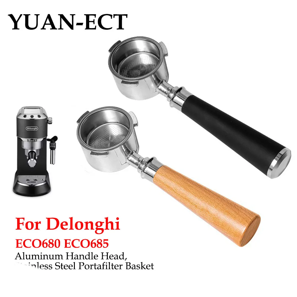 51mm Kaffee Boden Siebträger Aluminium Für Delonghi EC680 EC685 Ersatz Filter Korb Espresso Maschine Griff Image