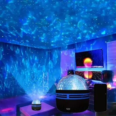 USB Star Projector Aurora Galaxy Night Light 5V 360° Rotating Ocean Wave Northern Light with Remote