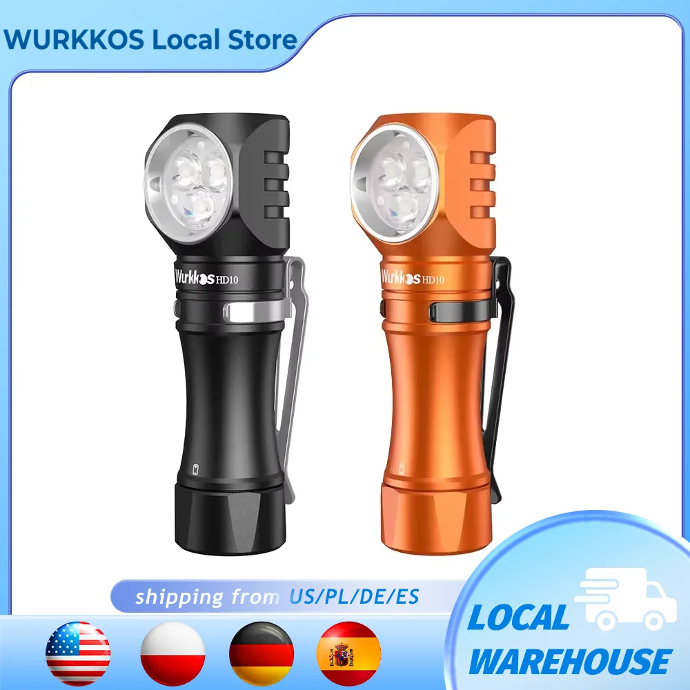 Wurkkos HD10 Stirnlampe, wiederaufladbar, 14500 IP68 Mini EDC, 1200 lm, 3 x 90 CRI-LEDs + 3 x RGB-Aux-LEDs, Anduril 2.0 Angeln, Camping-Taschenlampe Image