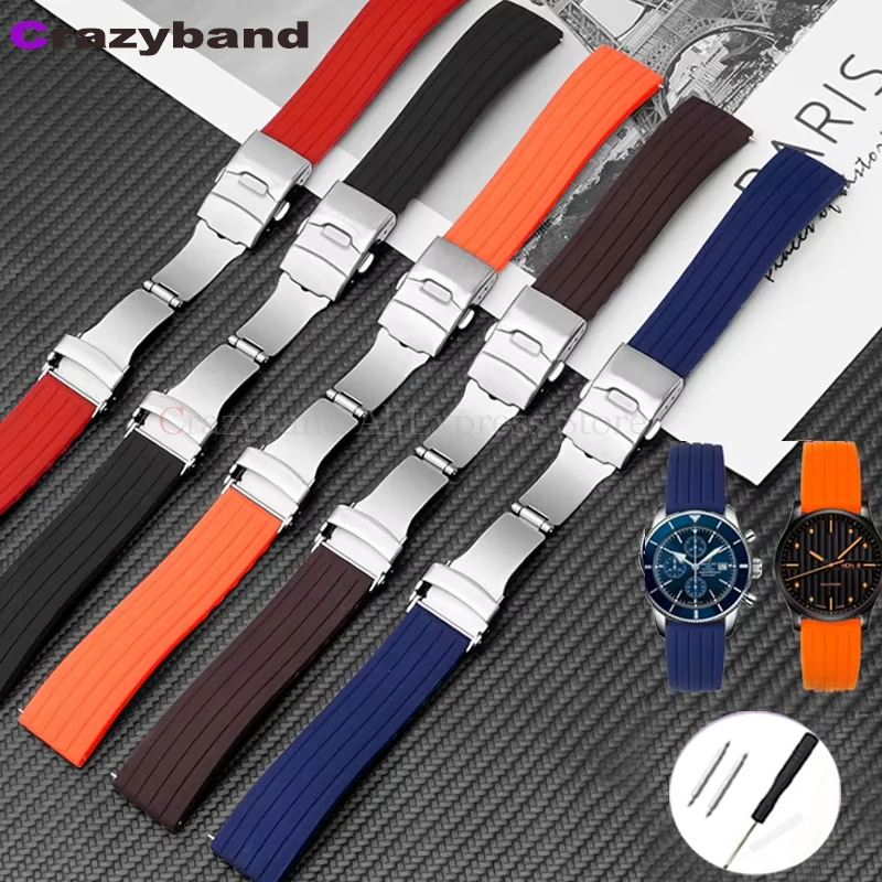 18 mm 20 mm 22 mm Universal-Gummiarmband mit Premium-Faltschließe, wasserdichte Silikonarmbänder für Casio für Rolex 1908-Bänder Image