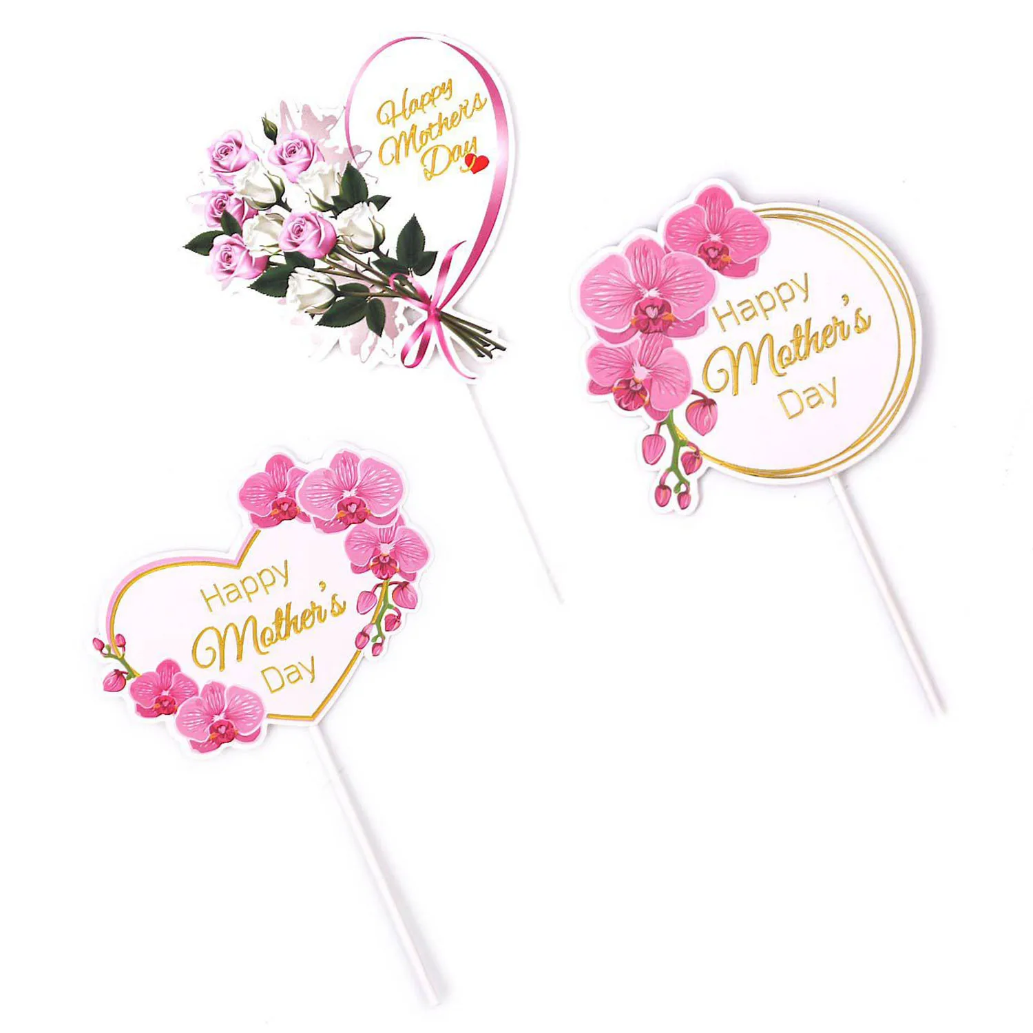 12 Stück Tortenaufsatz „Happy Mother's Day“, Tortenaufsatz mit Mama-Buchstaben, rosa, dekorative Party-Kuchendekoration für den Muttertag Image