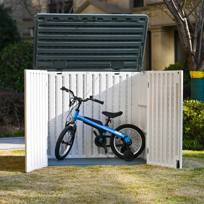 Outdoor Storage Box Shed Cabinet Weatherproof 27 Cuft for Garden Tools Kid Bike Mower