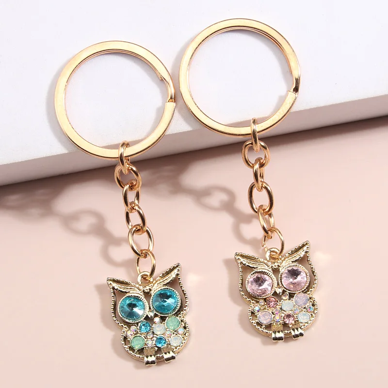 Niedliche Tier Schlüssel bund Eule Kristall Schlüssel ring Emaille Schlüssel anhänger Souvenir Geschenke für Frauen Männer Handtasche Zubehör Autos chl üssel DIY Schmuck Image